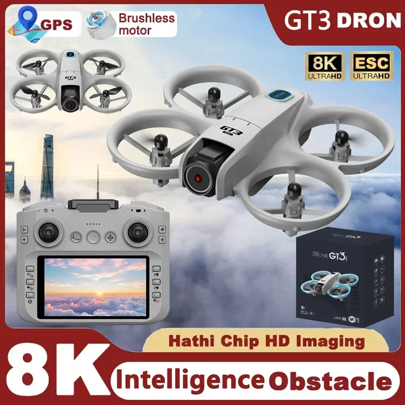 Dji Drone Mini 3 - GT3ミニ新型ドローンRCクアッドコプター、8Kカメラ搭載HDドローン、WiFi FPVドローン、オプティカルフロー障害物回避機能付き飛行機、子供のおもちゃ