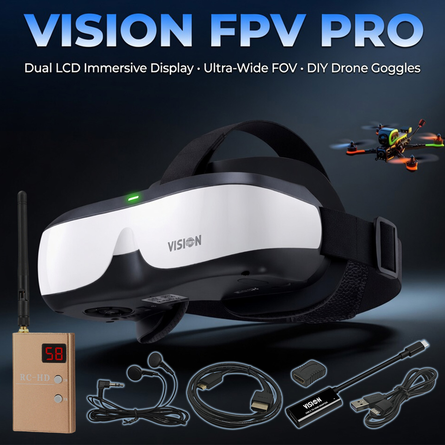 FPVゴーグル、ヘッドマウントディスプレイ、アナログビデオレ - Fpv Drone Goggles のレビューと価格